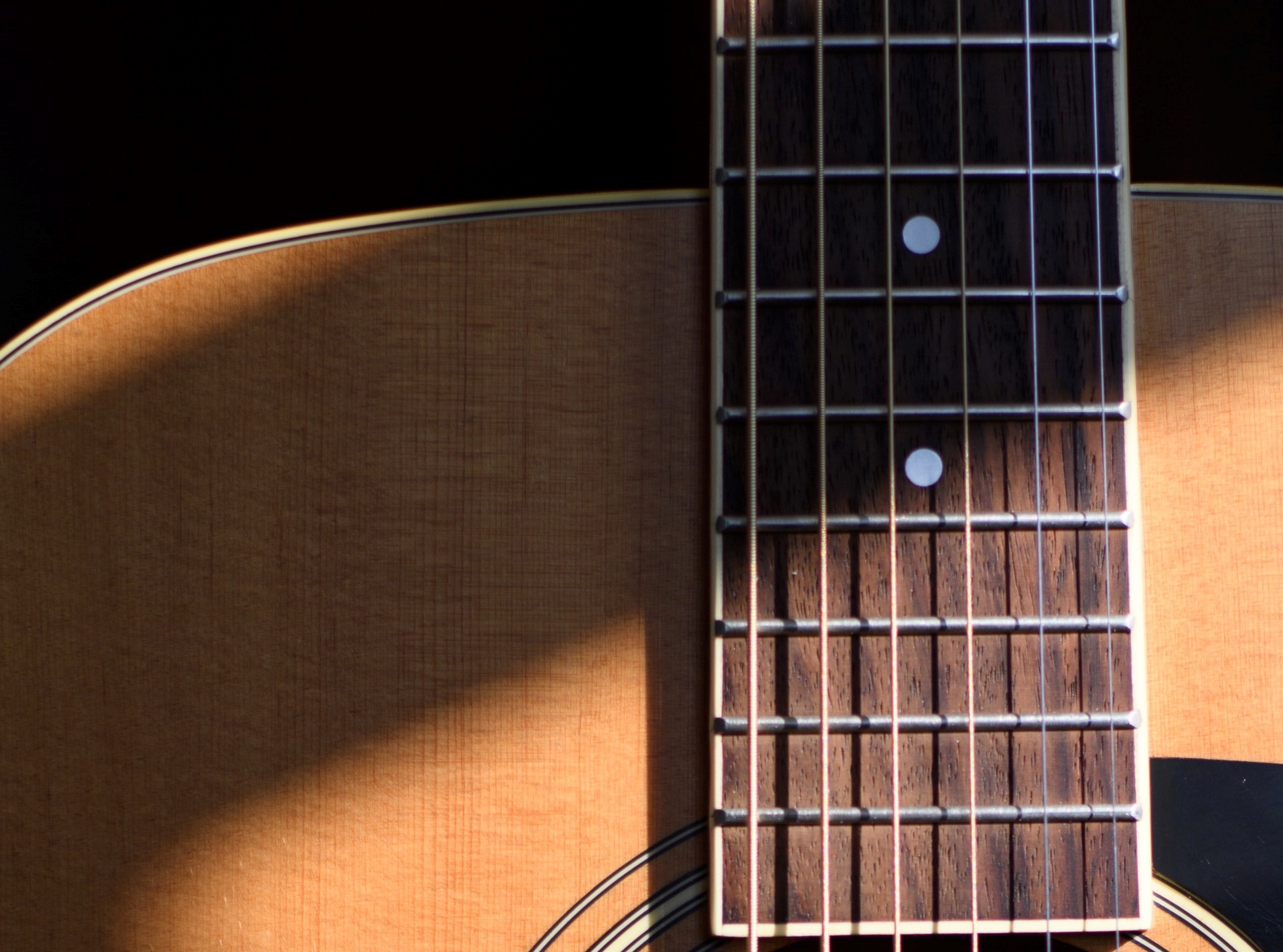 close up of guitar strings in the sun