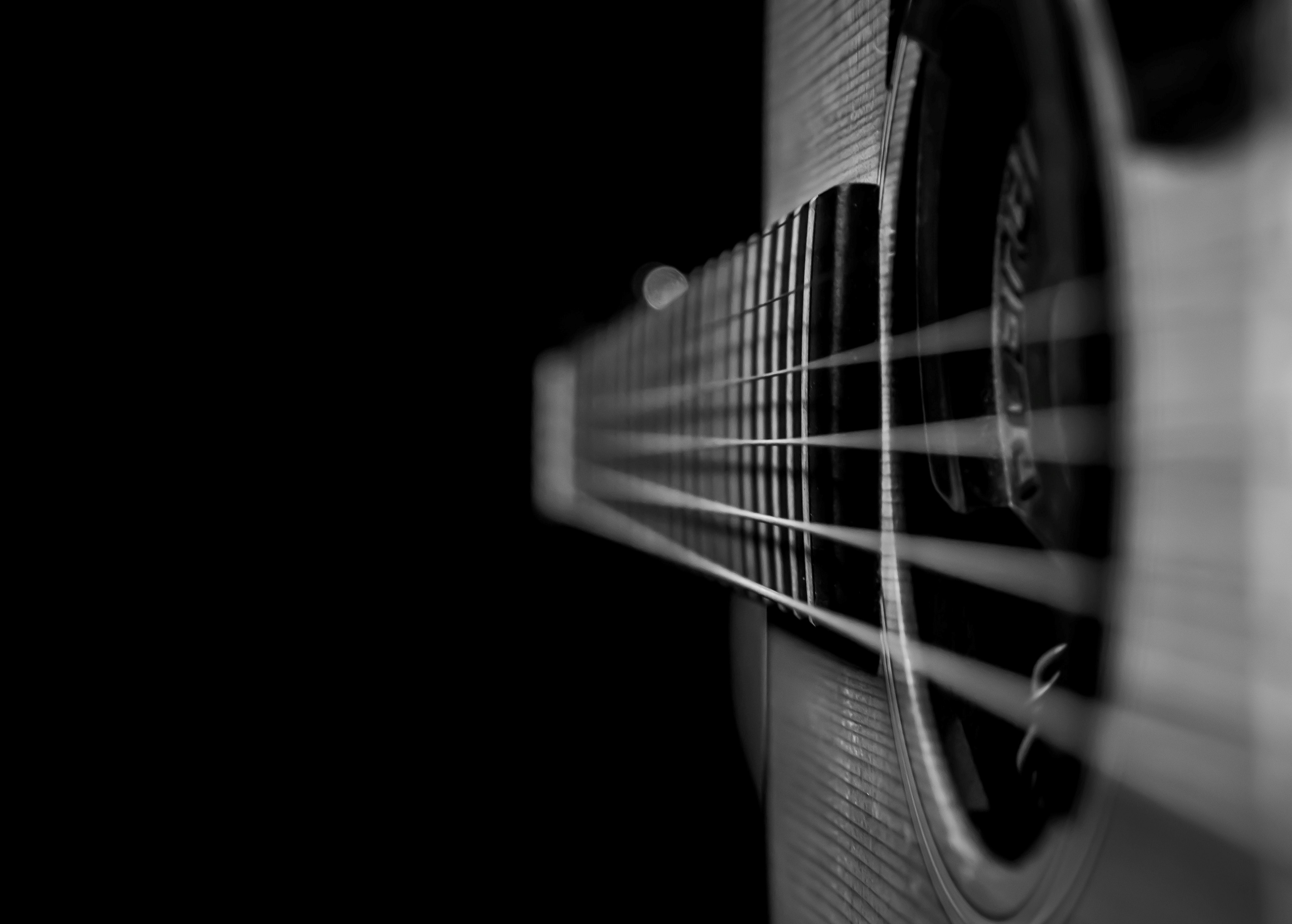 Close up of an acoustic guitar